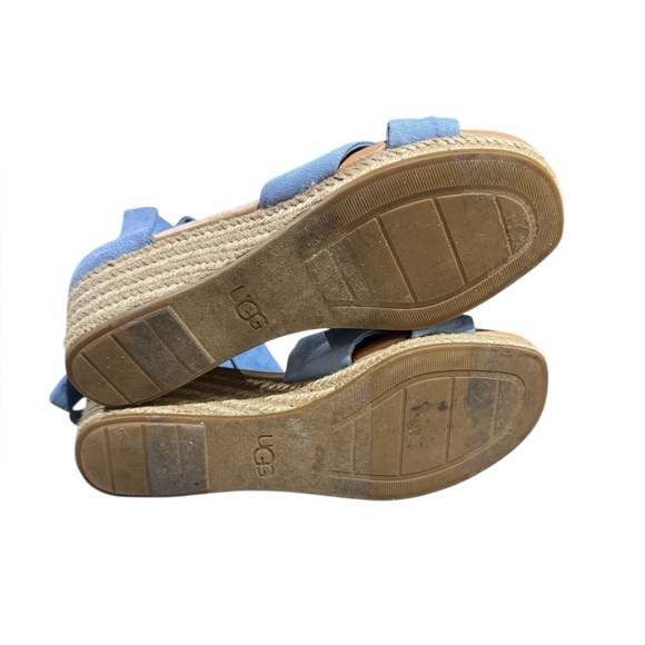 Ugg Yarrow Espadrille Wedge Sandals Blue Denim Canvas Size 8.5 Summer Heels - Picture 4 of 9